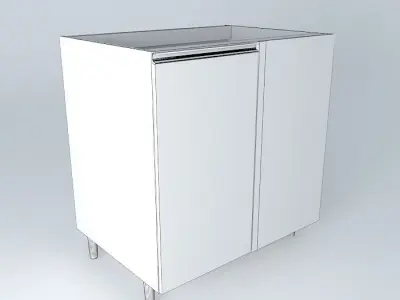 Straight corner desk 1 door Free 3D model