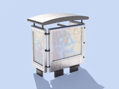 Info Kiosk with Phone Low-poly 3D model