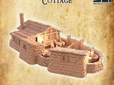 Medieval Shepherd Cottage Tabletop Terrain 28 mm 3D print model