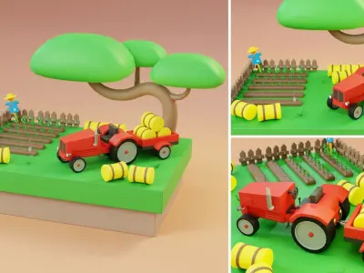 Cartoon Farm Islands Exteriors 2 Low-poly 3D model