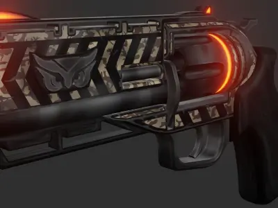 Sci-fi revolver Low-poly 3D model