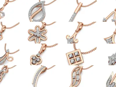 153 Light wt Diamond Charms Pendant 3dm stl render Detail 3D Model Pack