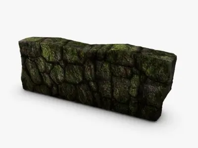 Mossy Rockwall Lowpoly 3D model