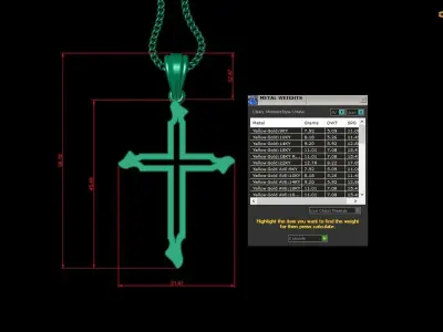 High Cross Pendant Light Gold 18K 4CP056 3D print model