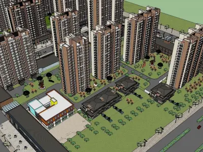 low housing systainable apartment building sketchup model  3D model