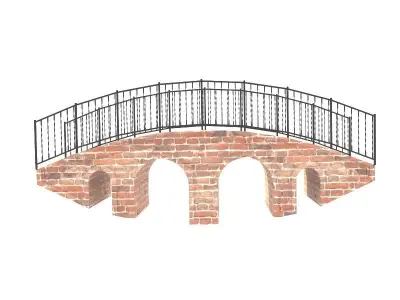 Bridge brick with iron railings 3D model