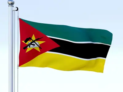 Animated Mozambique Flag Low-poly 3D model