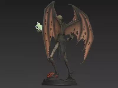 Horror Statue Skeleton 3D Model Low-poly 3D model