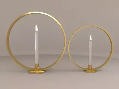 The Candles two candle holders in circular shape Low-poly 3D model