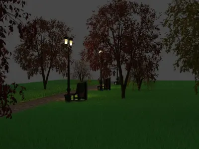  Scene in the park PBR HighPoly 3D model