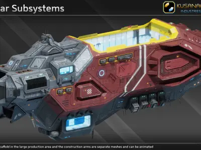 Scifi Mobile Shipyard Class II Low-poly 3D model