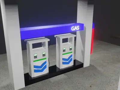 Gas Station Pack Indian  US Fuel Stations  Air Filling Unit Low-poly 3D model