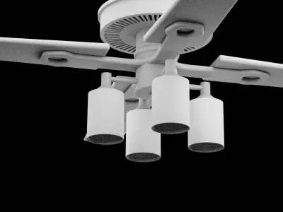 Ceiling Lamp and Fan Low-poly 3D model