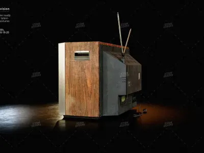 Vintage CRT Television Prop Low Poly PBR UE Textures Low-poly 3D model