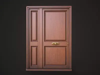 Wooden front door Low-poly 3D model