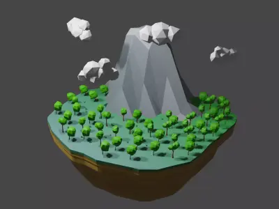 Floating Islaand Free low-poly 3D model