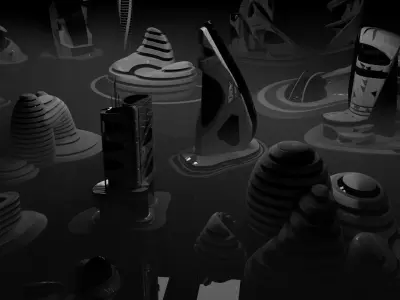 Sci-fi city  Utopian Kitbash  Kitbash Asset Pack Low-poly 3D model