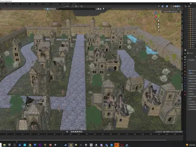 Lost City Modular Ruined Town Perfect for Game Development Low-poly 3D model