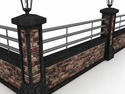 3D Garden Wall Low-poly 3D model