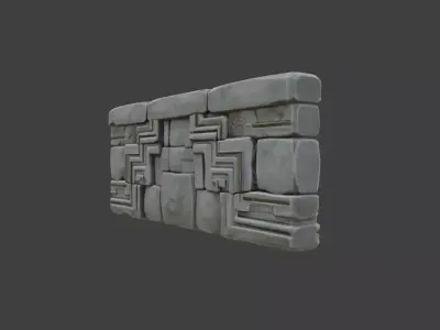 Ancient Andean Stone Railing Low-poly 3D model