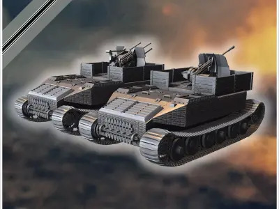 VK 4501 P Tiger Flakpanzer prototype Flak 37mm  20mm Quadra incl 3D print model