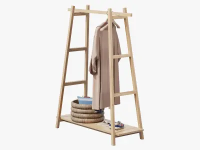 Uyen Ladder Rack with Coat 3D model