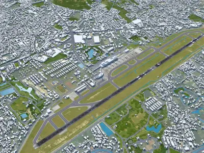 Chiang Mai International Airport 10km Low-poly 3D model