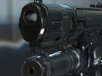 Concept Sci-fi pistol Low-poly 3D model Low-poly 3D model