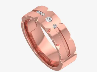 Solitaire Wedding Engagement Men Band Ring 3D print model