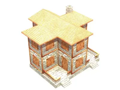 medieval house low poly village town residential house  62 Low-poly 3D model