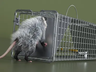  Opossum Trapped with Bait Inside Fur 