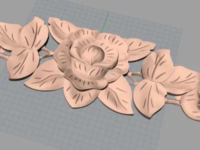 Bed door flower 3D relief STL model for CNC engraving E519 3D model