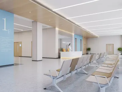 Modern Multi-Level Hospital Atrium Lobby 3D model