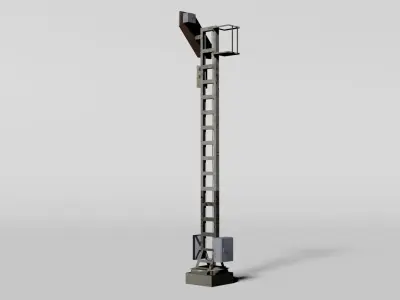 Trackside distant signal Low-poly 3D model