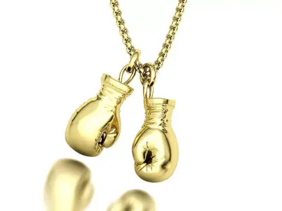19mm GOLD BOXING GLOVES PENDANT NECKLACE 3D print model