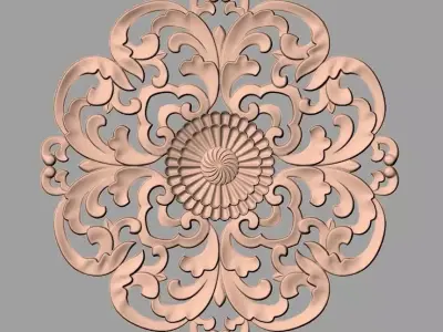 Furniture decoration round flower 3D STL model for CNC E890 3D model
