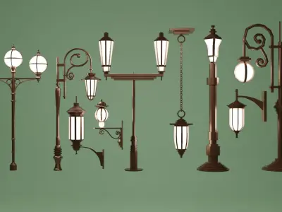Street Lamp Pack Free low-poly 3D model