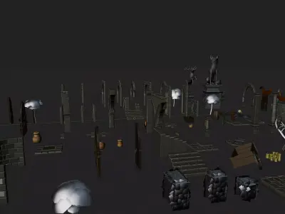 Ultimate Modular Ruins Pack 92 Model Low-poly 3D model
