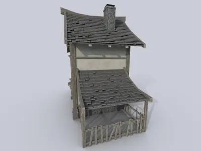 Medieval house Low-poly 3D model 27