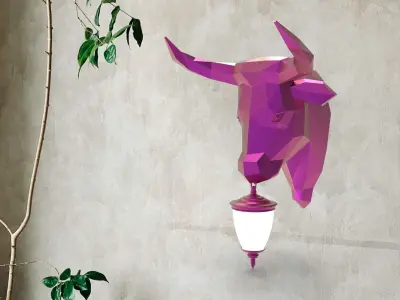 Bull Head Wall Lamp 3D print model buy