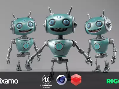 ROBOT CHARACTER TOON Mixamo Compatible  Low-poly 3D model