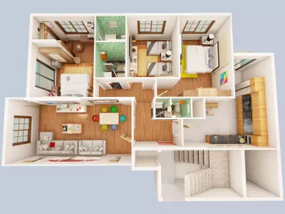 3D Floor plan-Interior plan 3D model