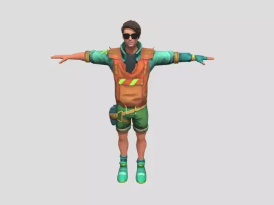 Stylish Street Boy Low-poly 3D model