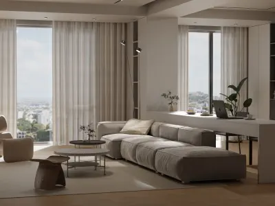 Log modern style livingroom 3D model