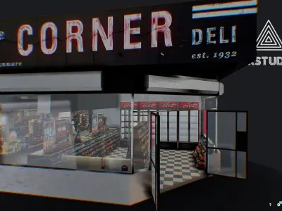 Corner Store Low-poly 3D model