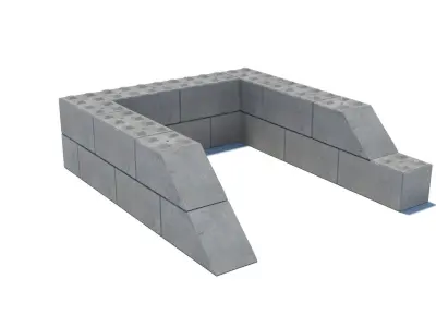 Modular concrete building blocks Low-poly 3D model
