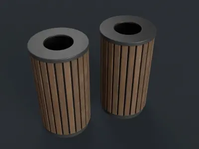 Street Trash Can 40 PBR Game Ready Low-poly 3D model