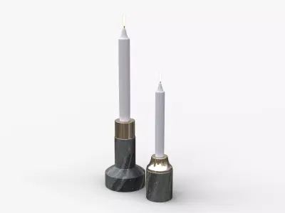 Marble Candleholder Set Low-poly 3D model