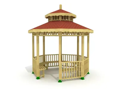  3D Hexagon Wood Gazebo 001 3D model