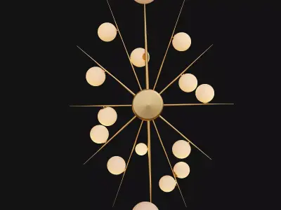 Squarespace gold starburst chandelier with balls 3D model